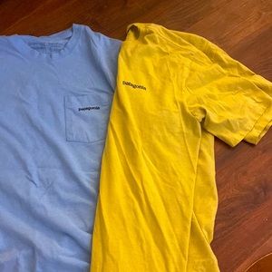 Patagonia tee shirts - 1 baby blue 1 yellow